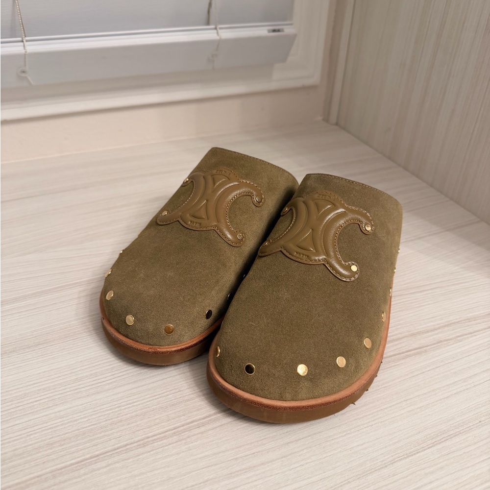 Celine Olive Green and Brown Women's Shoes - Picture 4 of 6